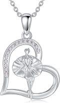 wholesale 925 Sterling Silver Heart Ballerina Pendant Mother-Daughter Necklace - Always My Mom Forever My Friend Gift-0-0