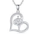 wholesale 925 Sterling Silver Ballet Dancer Heart Pendant Necklace-0-0