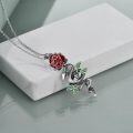 wholesale 925 Sterling Silver Snake and Rose Flower Pendant Necklace Blue/Purple/Pink/Green Butterfly  for Women Girls-0-3