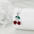 wholesale 925 Sterling Silver Cherry Fruit Pendant Necklace Colorful Heart-Shaped Gemstone  for Women-0-2