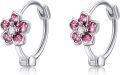 wholesale 925 Sterling Silver Pink Flower CZ Studs Nose Rings for Women Cartilage Piercing Jewelry-0-0