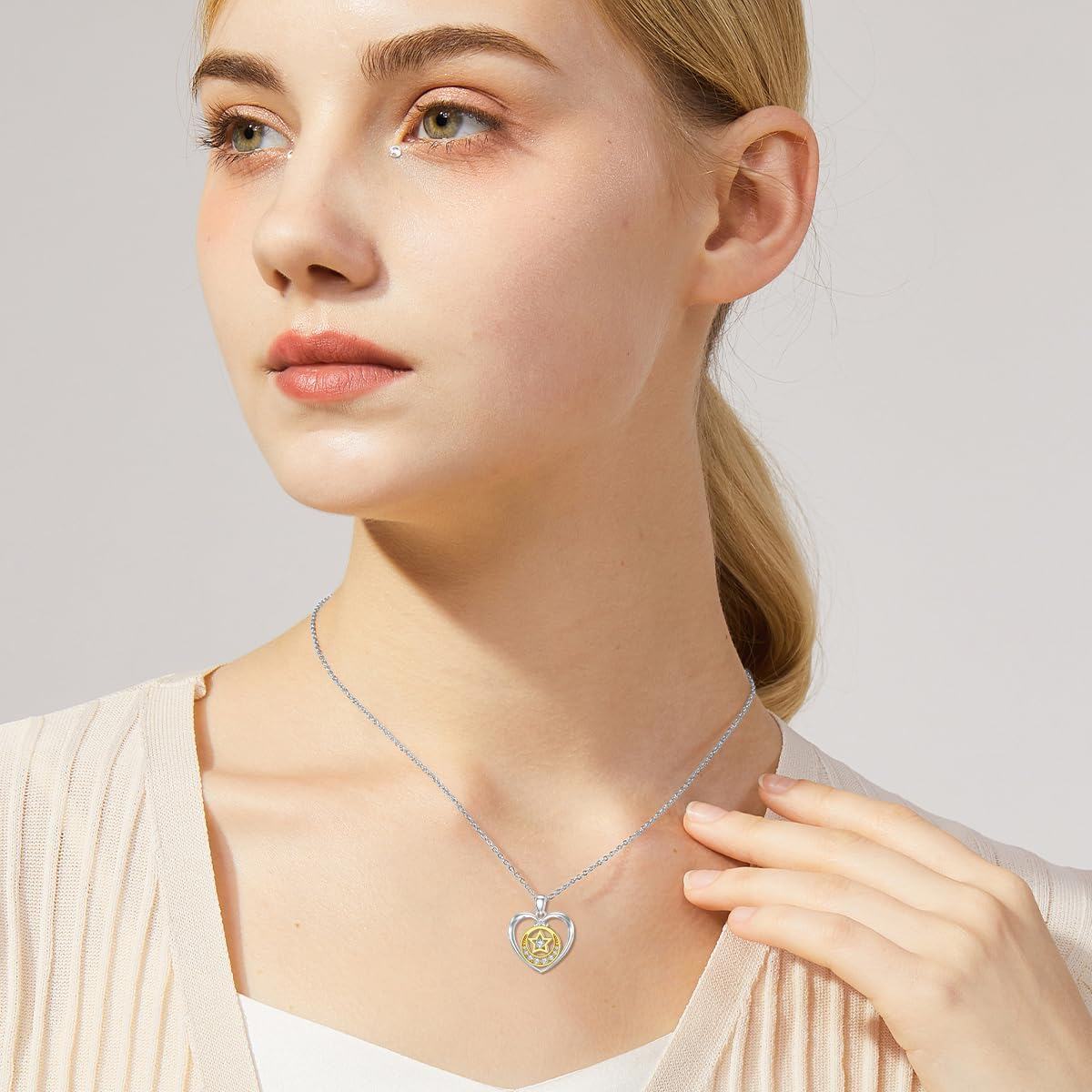 wholesale 925 Sterling Silver Star and Cubic Zirconia Pendant Necklaces for Women-0-1