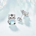 wholesale 925 Sterling Silver Moonstone Tiger Heart Stud Earrings for Women - Hypoallergenic Gift-0-1