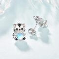 wholesale 925 Sterling Silver Moonstone Tiger Heart Stud Earrings for Women - Hypoallergenic Gift-0-1