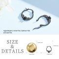 wholesale 925 Sterling Silver Bat Hoop Earrings Wholesale With Cubic Zirconia And Black Crystal-0-5