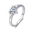 TOUPOP Sterling Silver D Color Vvs1 Heart Moissanite 3 Stone Engagement Ring-0-0