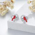 wholesale 925 Sterling Silver Red Bird Heart Stud Earrings for Women Gift Ideas-0-2