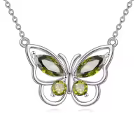 wholesale 925 Sterling Silver Amethyst Butterfly Necklace for Women Crystal Pendant Gift-August Birthstone