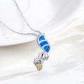 wholesale 925 Sterling Silver Blue Opal Squirrel Pendant Necklace for Women Girls-0-1