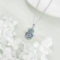 wholesale 925 Sterling Silver Hamsa Evil Eye Pendant with Abalone Shell and Moonstone for Women Men  48mm Length Chain-0-3