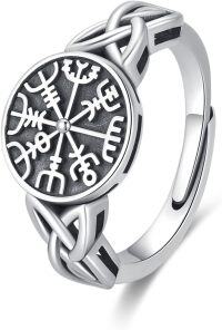 wholesale Sterling Silver Viking Ring Celtic Knot Open Thumb Ring Norse Pagan Talisman for Men Women-Viking Ring(Runen1）