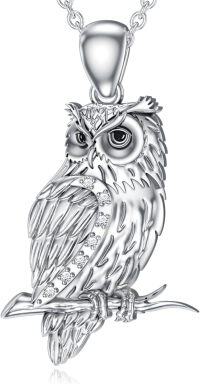 wholesale 925 Sterling Silver Lab-Grown Cubic Zirconia Owl Pendant Necklace for Women-Style A