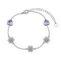 wholesale 925 Sterling Silver Heart & Rose Stone Adjustable Bracelet Gift for Women Girls-0-0