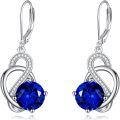 wholesale 925 Sterling Silver Round Blue Cubic Zirconia Celtic Knot Drop Earrings-0-0