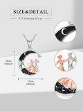 wholesale 925 Sterling Silver Black Cubic Zirconia & White Gold Plated Dancing Couples in the Moonlight Pendant Necklace for Women-0-1