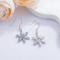 wholesale 925 Sterling Silver Blue Crystal Snowflake Drop Earrings Hypoallergenic Jewelry for Women Girls Gift 4cm Long-0-1