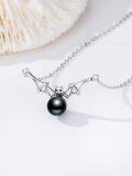 wholesale Tahitian Black Pearl Infinity Necklace For Women Sterling Silver Black Pearls Necklace Gifts For Sister Birthday Anniversary Jewelry Valentine Christmas Gifts For Women Wife Her -0-2