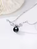 TOUPOP Sterling Silver Black Pearls Necklace Women's Infinity Jewelry Gift-0-2