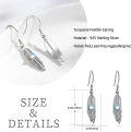 wholesale 925 Sterling Silver Blue Moonstone Feather Drop Earrings for Women  4cm Long-0-1