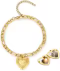 wholesale Gold 925 Sterling Silver Heart Photo Locket Charm Bracelet Wholesale for Women-0-0