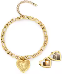wholesale Gold 925 Sterling Silver Heart Photo Locket Charm Bracelet Wholesale for Women-C-Mother and Daughter