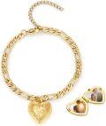 wholesale Sterling Silver Gold Heart Photo Locket Bracelet for Women-0-7
