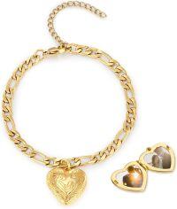 wholesale Sterling Silver Gold Heart Photo Locket Bracelet for Women-C-Mother and Daughter
