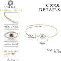 wholesale Gold 925 Sterling Silver Evil Eye Anklet with Blue Sapphire and CZs for Women-0-2