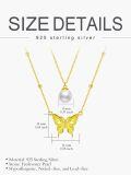 wholesale TOUPOP Butterfly Layered Necklace Sterling Silver Freshwater Pearl Pendant 14k Gold Plated Jewelry For Women Her Wife Mom Christmas Birthday Gifts -0-3