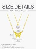 TOUPOP Sterling Silver 14k Gold Plated Freshwater Pearl Butterfly Layered Necklace-0-3