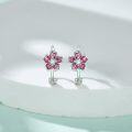 wholesale 925 Sterling Silver Pink Flower CZ Studs Nose Rings for Women Cartilage Piercing Jewelry-0-2