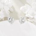 wholesale 925 Sterling Silver CZ Heart Stud Earrings for Women - Birthday Gift Ideas-0-1