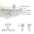 wholesale 925 Sterling Silver Clover-Shaped Moonstone & Turquoise Hypoallergenic Drop Earrings-0-3