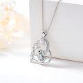 wholesale 925 Sterling Silver Rabbit in Heart Shape Pendant Necklace with Cubic Zirconia Stones - Cute  for Women Girlfriends Moms-0-4