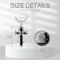 wholesale 925 Sterling Silver Black Enamel Deer Antlers Cross Pendant Necklaces Wholesale with Stainless steel chain for Men -0-1