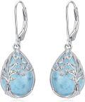 wholesale Tree Of Life Earrings 925 Sterling Silver Teardrop Celtic Tree Leverback Earrings Gemstone Jewelry Christmas Gifts For Women -0-0