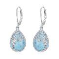 TOUPOP Sterling Silver Gemstone Celtic Tree of Life Teardrop Leverback Earrings-0-0