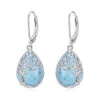 TOUPOP Sterling Silver Gemstone Celtic Tree of Life Teardrop Leverback Earrings-undefined