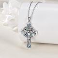 wholesale 925 Sterling Silver Abalone Shell Celtic Knot Crucifix Cross Pendant Necklace for Women-0-1