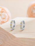 wholesale 925 Sterling Silver & 18K Gold Plated CZ Twist Design Huggie Earrings for Women-0-2