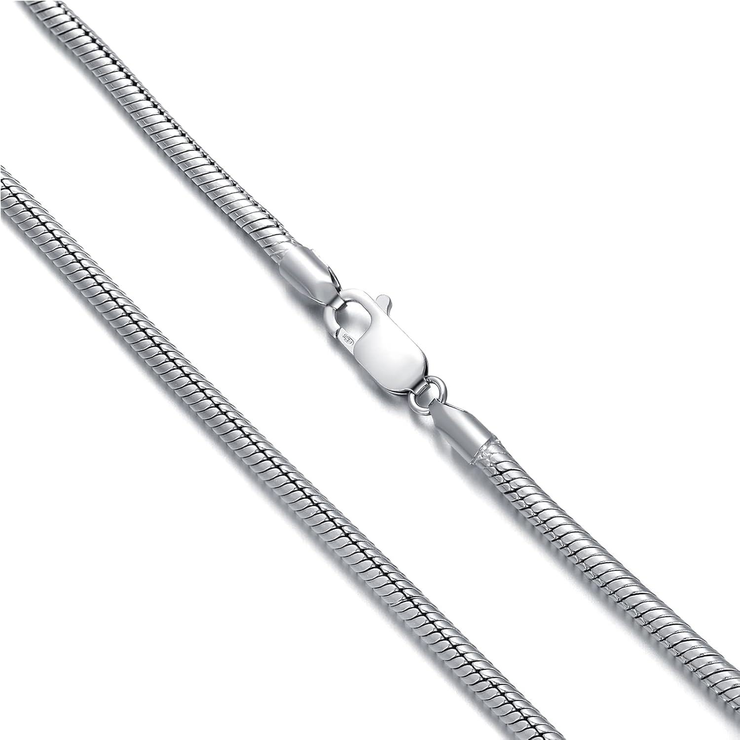 925 Sterling Silver Snake Chain Necklace for Men & Women - 1-3 mm Width (Length: Choose from 45cm to 78 cm)-0-0
