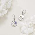 wholesale 925 Sterling Silver Purple Blue Enamel Butterfly & White Daisy Drop Earrings for Women Girls Gift-0-3