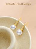 wholesale 14K Gold White Freshwater Pearl Diamond Drop Earrings for Women-0-3
