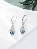wholesale 925 Sterling Silver Heart Birthstone Celtic Knot Dangle Leverback Earrings-0-13