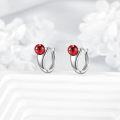 wholesale 925 Sterling Silver Red Pearl Huggie Hoop Earrings for Women - Metal Stone Boho Jewelry-0-4
