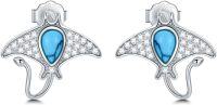 wholesale 925 Sterling Silver Turquoise Stingray Stud Earrings for Women-Stingray