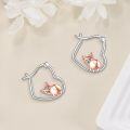 wholesale 925 Sterling Silver Cat Heart Hoop Earrings Gift for Women-0-3