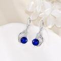 wholesale 925 Sterling Silver Round Blue Cubic Zirconia Celtic Knot Drop Earrings-0-1