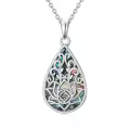 TOUPOP Sterling Silver Abalone Lotus Flower Necklace Yoga Pendant-0-0