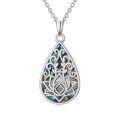 TOUPOP Sterling Silver Abalone Lotus Flower Necklace Yoga Pendant-0-0